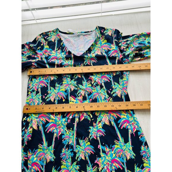 Lulu B Women's Sz XS 3/4 Sleeve Ruffle Bottom Dress Navy Palm - Picture 7 of 12